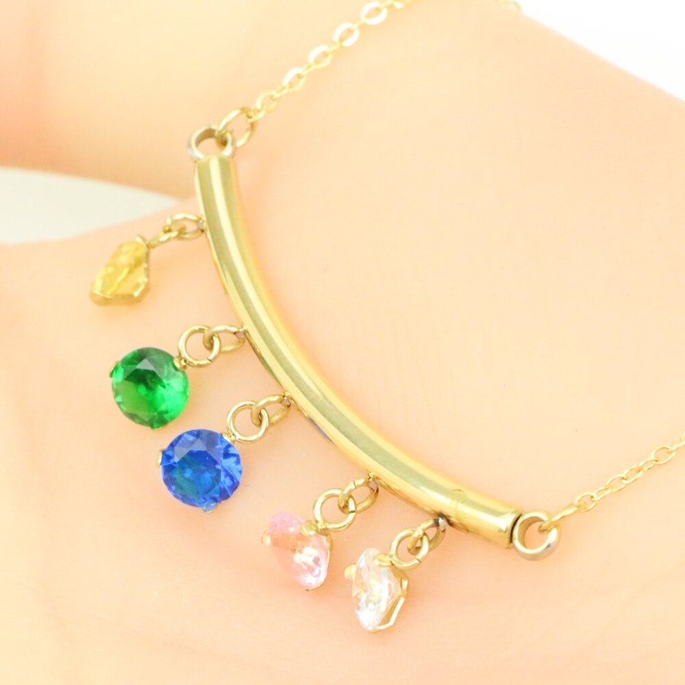 "Colorful Stone Drop Bar Pendant Necklace, XPNL0307